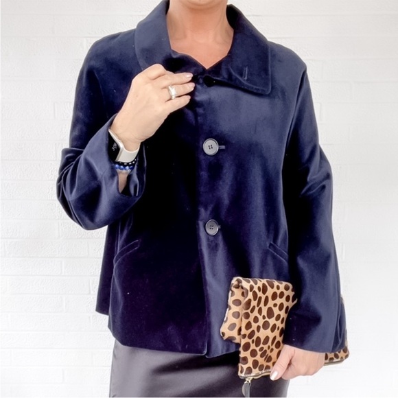 Talbots Jackets & Blazers - Talbots Velvet Button Front Jacket in Blue Size 12